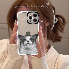 Load image into Gallery viewer, Cute Cat Phone Case for iPhone 11 12 13 Mini Pro Max 14 Pro Max Case shell Blank Printable Phone Case for Soft Rubber Cool Polish Phone Case