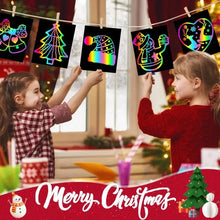 Load image into Gallery viewer, 100PCS Rainbow Scratch Art Kit - Non-Toxic Craft Set with Wooden Stylus for Kids Ages 5-12