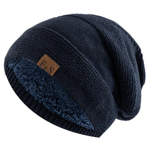 Load image into Gallery viewer, New Unisex Slouchy Winter Hats Add Fur Lined Men And Women Warm Beanie Cap Casual Label Decor Winter Knitted Hats