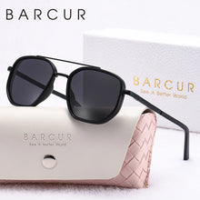 Load image into Gallery viewer, BARCUR Fashionable Trendy Polarized Sunglasses Polygon Frame with Delicate Thickened Striped Design â TAC Lens UV400 Protection for Driving and Outdoor Activities Womenâs Fashion Sunglasses for Summer