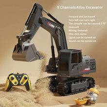 Load image into Gallery viewer, Alloy Remote Control Excavator Toy Car with Lights Sound Effect Electric Excavator Automobile Engineering Vehicle Children Gifts