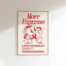 Load image into Gallery viewer, More Espresso Less Depresso Coffee Wall Art Print