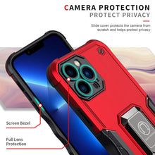 Load image into Gallery viewer, Green Shockproof Armor Case for iPhone 13 Pro Max 13 mini Ring Stand Phone Back Cover for iPhone 12 11 Pro Max Kickstand Case Built-in 360° Rotating Ring Kickstand Magnetic Case
