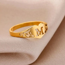 Load image into Gallery viewer, Fashion Hollow Initial Letter Heart Rings For Women Gold Color Stainless Steel A-Z Letter Ring Aesthetic Wedding Jewelry Gift