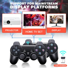 Load image into Gallery viewer, 4K HD Wireless Controllers 40000+ Games 2.4G Arcade Console Support TF Card Expansion TV Mini Game Console Max 256GB for PS1