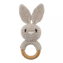 Load image into Gallery viewer, Baby Crochet Rattle Wooden Teether Toy BPA Free