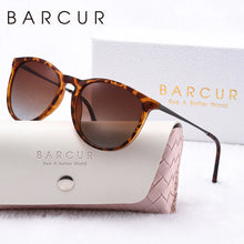 Load image into Gallery viewer, BARCUR Sunglasses Women’s Leopard Print Two-Tone Cat Eye Fashion Glasses – Trendy Polarized UV400 Gradient TAC Lenses for Summer Travel & Outdoor Activities