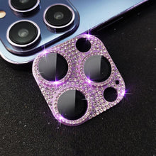 Load image into Gallery viewer, Camera Protector For iPhone 14Pro 14 13 12 Pro 11 Max Bling Glitter Diamond Metal Lens Glass Film 13Pro 14Plus 14 14ProMax Ring Shiny Diamond Metal Cover Glass Lens Protector Accessories