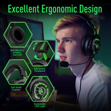 Load image into Gallery viewer, EKSA E5000 Pro Gaming Headphones for PC/PS4/Xbox/Switch, 7.1 Wired Headset Gamer with ENC Mic, USB/Type C/3.5mm Detachable Cable