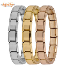 Load image into Gallery viewer, Hapiship New Women's Jewelry 9mm Width Itanlian Elastic Charm Bracelet Fashion Stainless Steel Bangle ST-
