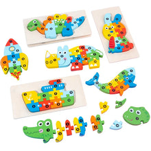 Load image into Gallery viewer, 3D Montessori Wooden Dinosaur Puzzle Toy