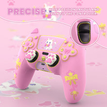 Load image into Gallery viewer, PlayVital Silicone Cover w/Joystick Caps and Sticker for ps5 Controller, for ps5 Charging Dock - Sweetheart Kitty Black