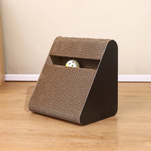 Load image into Gallery viewer, 2-in-1 Cat Scratcher Triangle Toy with Spinning Balls – Sturdy Corrugated Cardboard Anti-Scratch Board for Stress Relief & Indoor Play