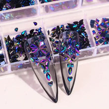 Load image into Gallery viewer, Multi-Shape 3D Flat Bottom Nail Rhinestones - Colorful AB Crystal Gems for DIY Manicure & Crafts