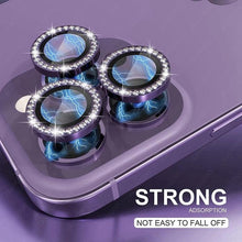 Load image into Gallery viewer, Bling Glitter 9h Hardness Drop-proof Metal Individual Ring Protector For Iphone 14 Pro Max Diamond Metal Camera Protector On For Iphone 14 Plus 14pro Max 14 Pro Camera Protector 3pcs/set Lens Glass