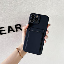 Load image into Gallery viewer, White Luxury Card Holder Phone Case for iPhone 13 12 Pro Wallet Soft Back Cover Shockproof Cute Protective Case for iPhone Cute Case With Card Holder