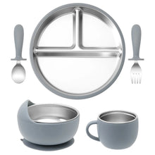 Load image into Gallery viewer, Stainless Steel Baby Feeding Set with Silicone Sucker