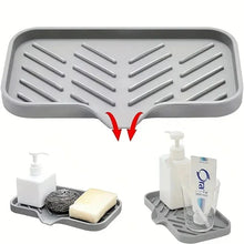 Load image into Gallery viewer, Multifunctional Silicone Sink Tray with Drain – Soap Dish, Sponge & Brush Organizer for Kitchen and Bathroom (Ventilated & Easy to Clean)