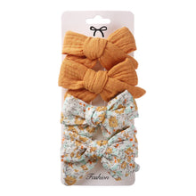 Load image into Gallery viewer, 4Pcs Baby Bows Hair Clips Cotton Linen Hairpins for Girls