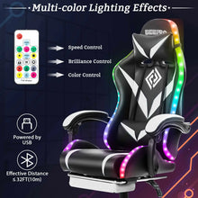 Load image into Gallery viewer, 135 Degrees Gaming Chair RGB Light Office Chair Bluetooth Speaker Gamer Computer Chair Ergonomic Swivel 2 Point Massage Recliner