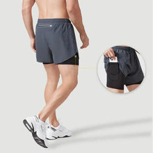 Load image into Gallery viewer, Men’s 2-in-1 Running Shorts – Quick-Dry Double Layer Gym Shorts for Training, Workout & Bodybuilding (Black)