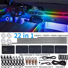 Load image into Gallery viewer, Universal 18-in-1 RGB Car Ambient Light Kit - Full Color App-Controlled Neon Strips