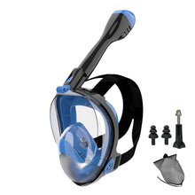 Load image into Gallery viewer, Full Face Snorkel Mask Diving Mask for Adults and Youths Anti-Leak Anti-Fog 180° Panoramic View with Camera Mount Safe Breathing