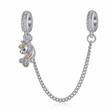 Load image into Gallery viewer, Newest Crown Love OK Unicorn Cupid's Arrow Safety chain Fit Original Pandora Charms Silver Color Bracelets DIY Women's Jewelry