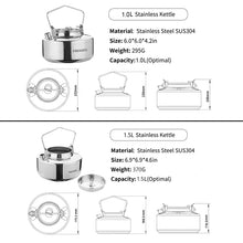 Load image into Gallery viewer, Fire Maple Antarcti Stainless Steel Backpacking Camping Kettle Bushcraft Gear Outdoor Durable Teapot High Quality S304 1L 295g