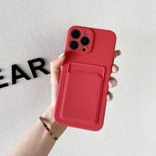 Load image into Gallery viewer, White Luxury Card Holder Phone Case for iPhone 13 12 Pro Wallet Soft Back Cover Shockproof Cute Protective Case for iPhone Cute Case With Card Holder