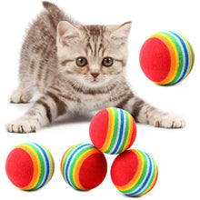 Load image into Gallery viewer, 10pcs Cat Toy Balls Interactive for Indoor Cat Red Rainbow Soft Foam Puppies Toy Balls Activity Chase Quiet Play Sponge Ball Toy Balls for Dog Puppies Kittens