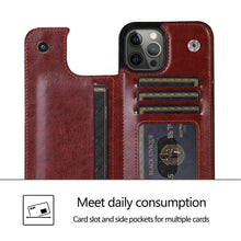 Load image into Gallery viewer, Luxury Leather Cover For iPhone 14 12 13 Mini 11 Pro XR XS Max 6 6s 7 8 Plus 5 5s Wallet Phone Card Slot Flip PU Leather Kickstand Card Slots Case Double Magnetic Clasp Durable Shockproof Cover For iPhone