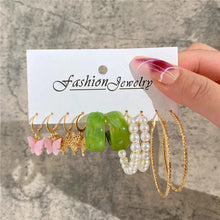 Load image into Gallery viewer, Gold Butterfly & Heart Dangle Earrings Set – Acrylic Drop Jewelry for Women