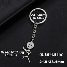 Load image into Gallery viewer, Teamer Funny Middle Finger Stickman Keychain 2025 Cute Trend School Bag Car Key Pendant Couple New Trinket Gift Keyring