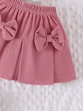 Load image into Gallery viewer, 2PCS Winter Outfit for Girls – Cute Bubble Sleeve Top & Pink Skirt Set