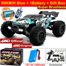 Load image into Gallery viewer, 4WD RC Off-Road Car - 1:16 High-Speed Brushless Truck, 50-80KM/H, 4x4 Drift Racing Toy for Kids & Adults