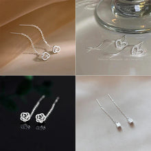 Load image into Gallery viewer, Long Tassel Heart Drop Earrings – Gold & Silver Korean Fashion Jewelry