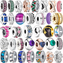 Load image into Gallery viewer, Newest Colorful Positioning Buckle Shining Beads Pendants Fit Original Pandora Charms Silver Color Bracelets DIY Women's Jewelry