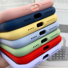 Load image into Gallery viewer, Unique Solid Color Soft Silicone Phone Cases For iPhone 13 12 11 14 Pro Max X XR XS Case For iPhone 12 13 Pro 7 8 SE Cover Silicone Phone Cover Ultra Slim Shockproof Protective Case for iPhone 14