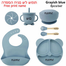 Load image into Gallery viewer, Baby Feeding Plate Set Suction Bowl Silicone Tableware 6PCS