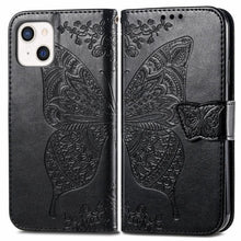 Load image into Gallery viewer, Luxury Pink Butterfly Flower Wallet Flip Case For iPhone 14 Pro Max 13 12 Classic Simple Leather Wallet Case with Card Holder Kickstand Wrist Strap Flip Cover for iPhone