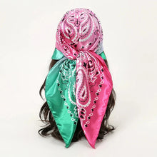 Load image into Gallery viewer, Satin Square Scarf β Elegant 2025 Print Hijab, Shawl & Hair Wrap