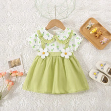 Load image into Gallery viewer, Baby Girl Floral Summer Dress (0–3Y) – Cotton Two-Piece Style Shoulder Strap Outfit