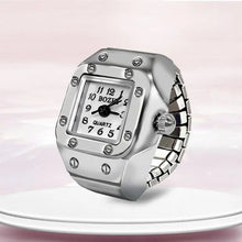 Load image into Gallery viewer, Vintage Punk Finger Watch Mini Elastic Strap Alloy Watches Couple Rings Jewelry Clock Retro Roman Quartz Watch Ring Women Girls