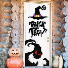Load image into Gallery viewer, Halloween Door & Window Stickers - Skeleton Hands, Pumpkins, Ghosts, and Witch Hat Decor