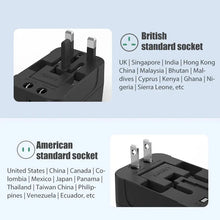 Load image into Gallery viewer, Global Universal Travel Adapter with USB Ports – Worldwide Power Plug Converter with Child Safety Lock