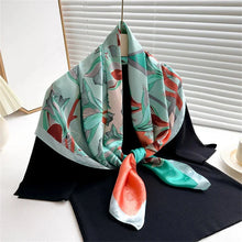 Load image into Gallery viewer, 90x90cm Square Silk-Feel Scarf – Luxury Women’s Shawl & Head Wrap