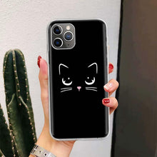 Load image into Gallery viewer, Black Cat Cartoon Cute For Iphone 11 13 14 Pro Max 12 Mini Phone Case X Xs Xr 6 6s 8 7 Plus Se 5 5s Cover Cute Funny Aesthetic Cat Design Pattern Silicone Soft Phone Case