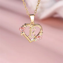 Load image into Gallery viewer, Female A-Z Letter Flower Pendant Necklace Yellow Gold Color Wedding Jewelry Gift For Women