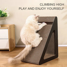 Load image into Gallery viewer, 2-in-1 Cat Scratcher Triangle Toy with Spinning Balls – Sturdy Corrugated Cardboard Anti-Scratch Board for Stress Relief & Indoor Play